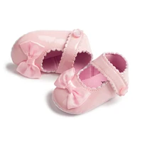 Meckior Classic PU Leather Girl Baby Shoes Bowknot Princess Flat Non-Slip Cotton Bottom Walking Newborn Crib Dress Shoes 0-18M 6
