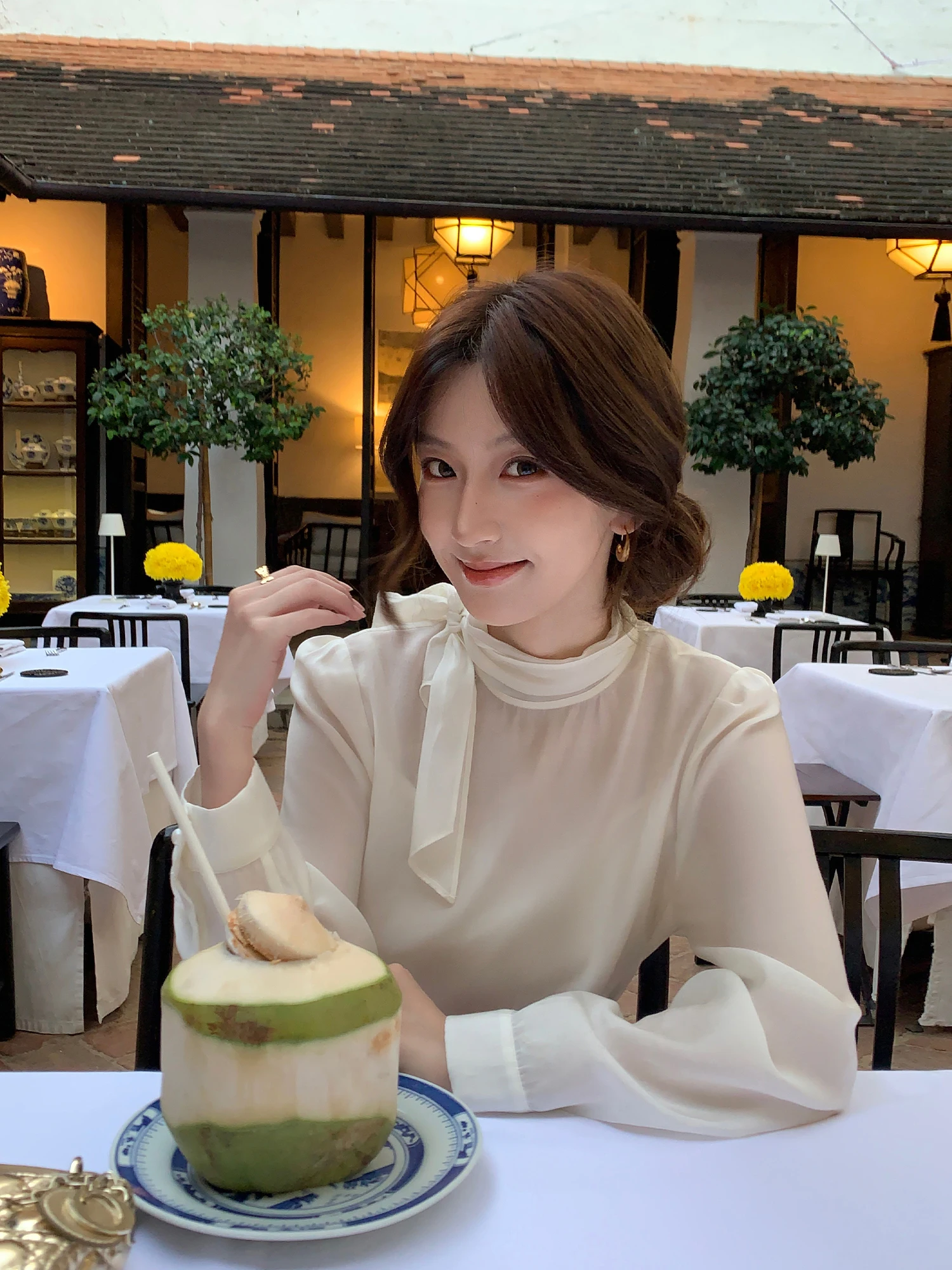 

Pusumede Romantic Lacey Tie irt Women Gentle Aosphere Design Bubble Sve Top Casual Sle Long Sve Fem Faion