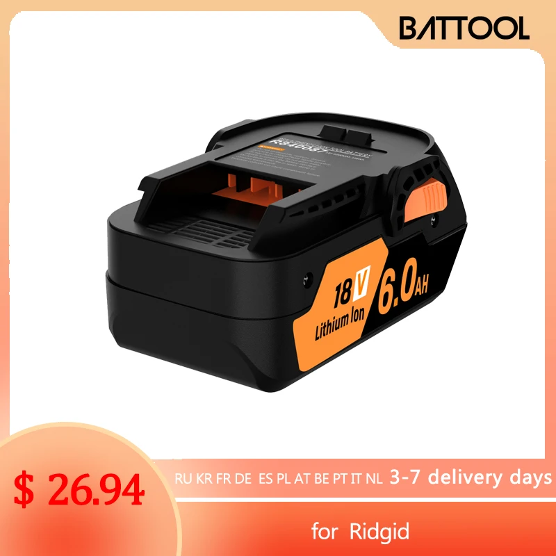 18V 6.0AH For RIDGID AEG R840087 Lithium-Ion Battery R840085 L1815R L1850R L1830R R840083 Series Cordless Power Tool