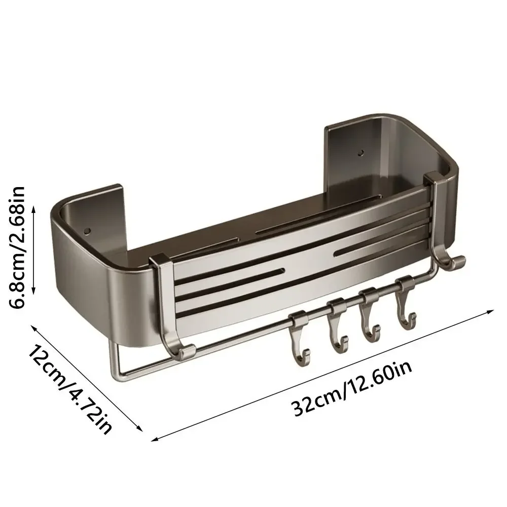 Aluminum Alloy Bathroom Storage Rack Wall Mounted Non Perforated Bathroom Toiletries Holder Washbasin Storage Shelf Home