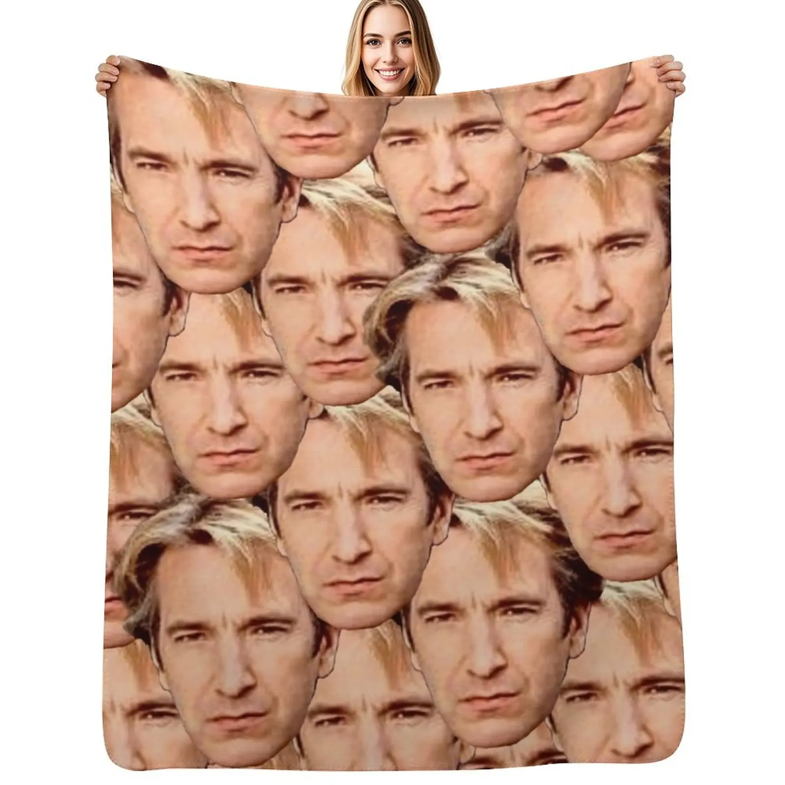 Alan Rickman face Throw Blanket Moving Camping bed plaid cosplay anime Shaggy Plush Blankets