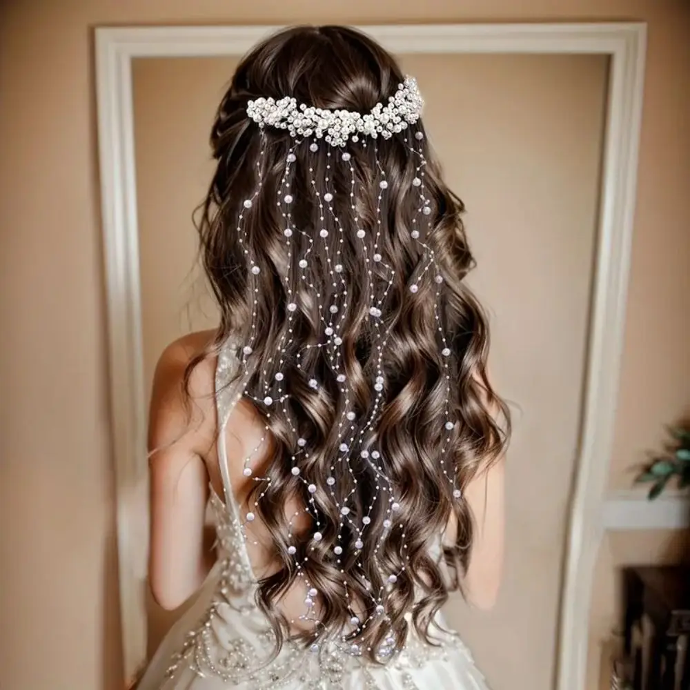 

Elegant Bridal Hair Comb Tassel Decoration Artificial Pearl Bead Tassel Hair Comb Exquisite Bead Bride Hair Clips Bride Wedding