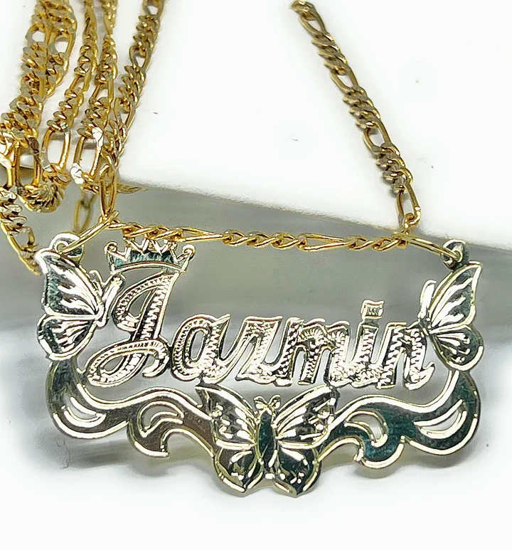 Zciti Personalized Name Necklace Crown Butterfly Pendant 18k Gold-Plated Stainless Steel Jewelry Christmas Gift