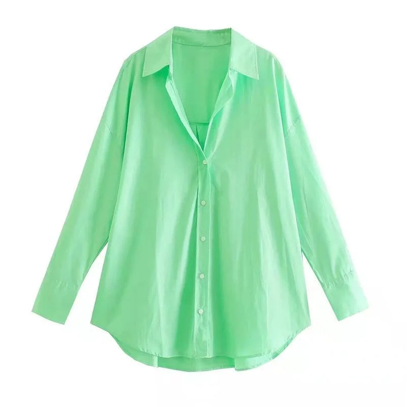 

Women Fashion Spring Cotton Long Sleeve Single-breasted Lapel Blouse Street Clothing Shirt Chic Ladies Tops Mujer