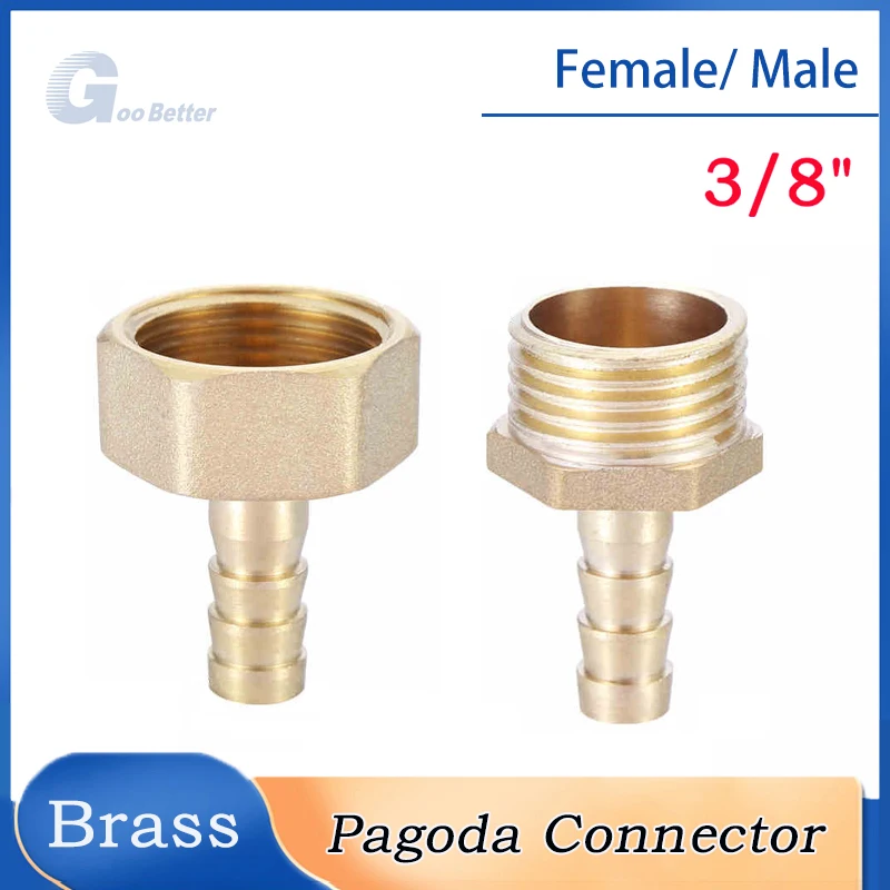 

1~100pcs 3/8" 6~19MM Pagoda Connector Hose Barb Connector Hose Thread Male/Female Brass Water Pipe Fittings