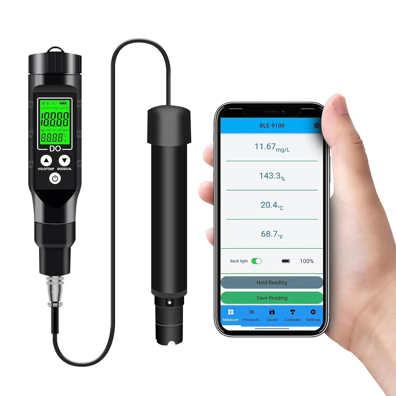 

Bluetooth Connected Dissolved Oxygen Meter Test Dissolved Oxygen Kit, Electrode Filled Solution, Support Data Storage, View