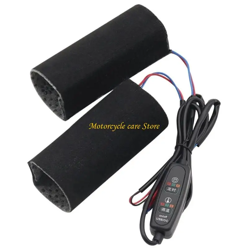 U75F 9 to 15V Heated Motorcycle Grips Three Temperature Option Timer Function Acrylic Design For Adventure And Daily Commute