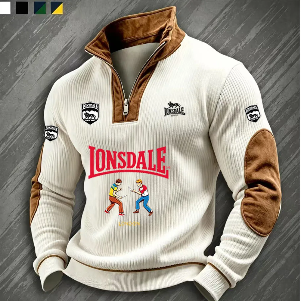 LONSDALE street dance stand up collar jacket, half zipper ribbed sports team uniform, printed sweatshirt, sun protection jacket