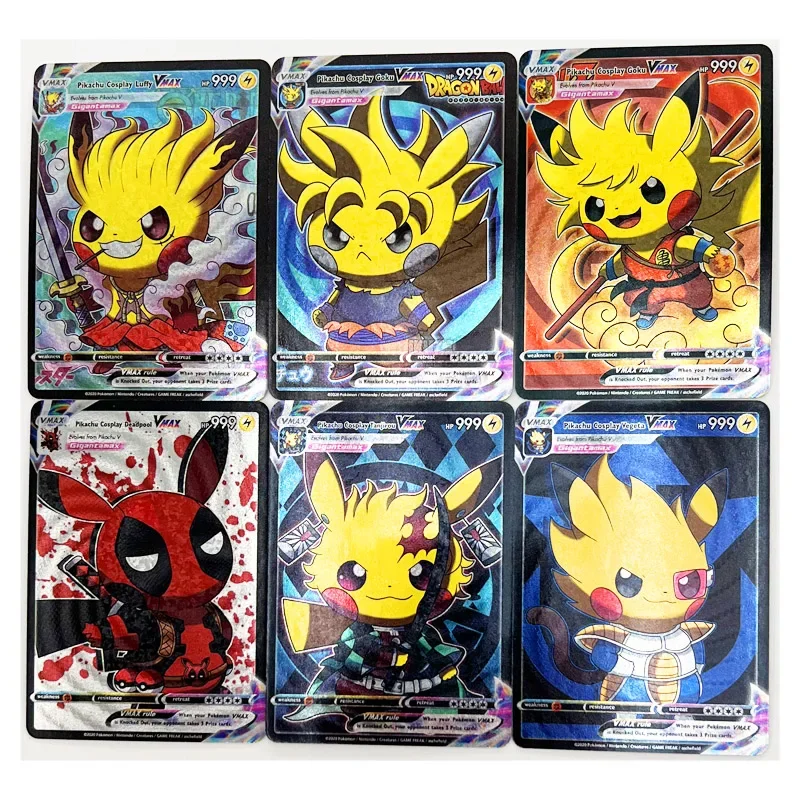 Collection de cartes de jeu Pokemon Cosplay pour enfants, Pikachu, Wukong, bricolage, boutique à faire soi-même, présentoir, cadeaux jouets, PTCG, 55 pièces par ensemble