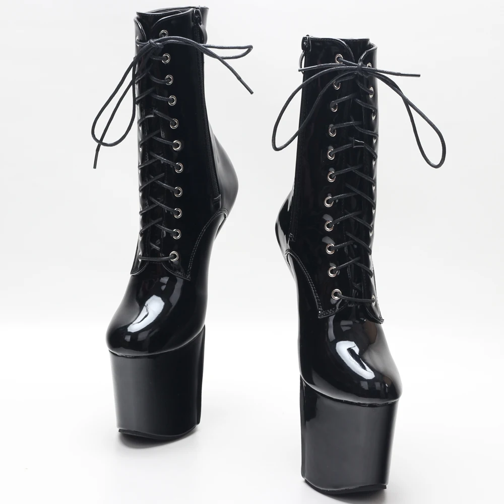 8 Inch High Heelless Exotic Pole Dance Platform Ankle Boots Extreme Fetish Size36-46 In Stock Fast Shipping