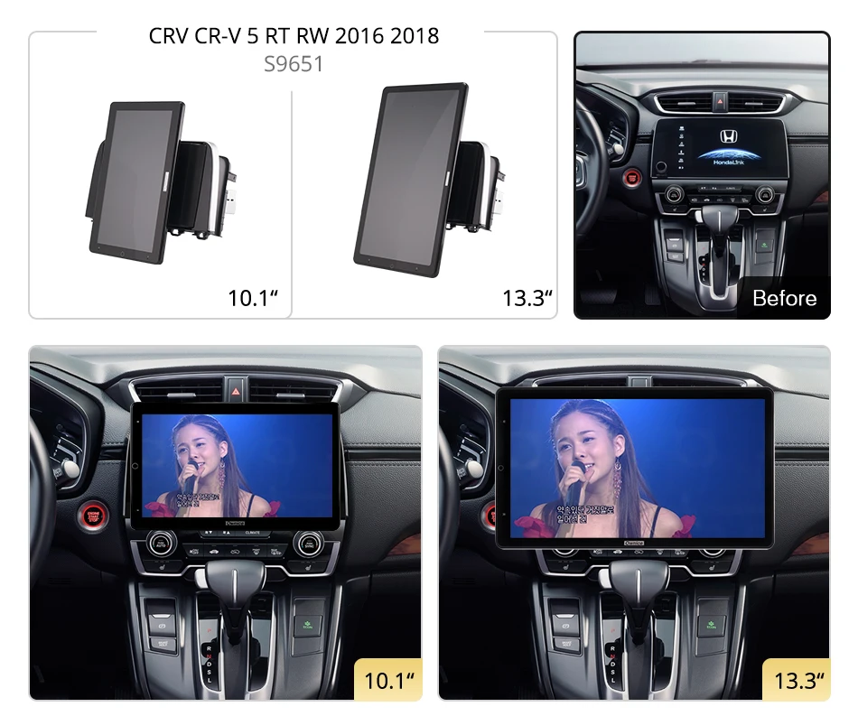 1080P 1920*1080 Android 10.0 for Honda CRV C-RV 5 RT RW Car Radio Audio 13.3 inch Rotatable 360 6G 128G Tesla Style IPS