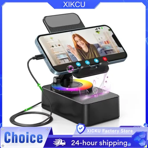 Imagen 1 del producto Altavoz portátil recargable, altavoz magnético compatible con Bluetooth con luz RGB, altavoz pequeño para fiestas de acampada y escritorio