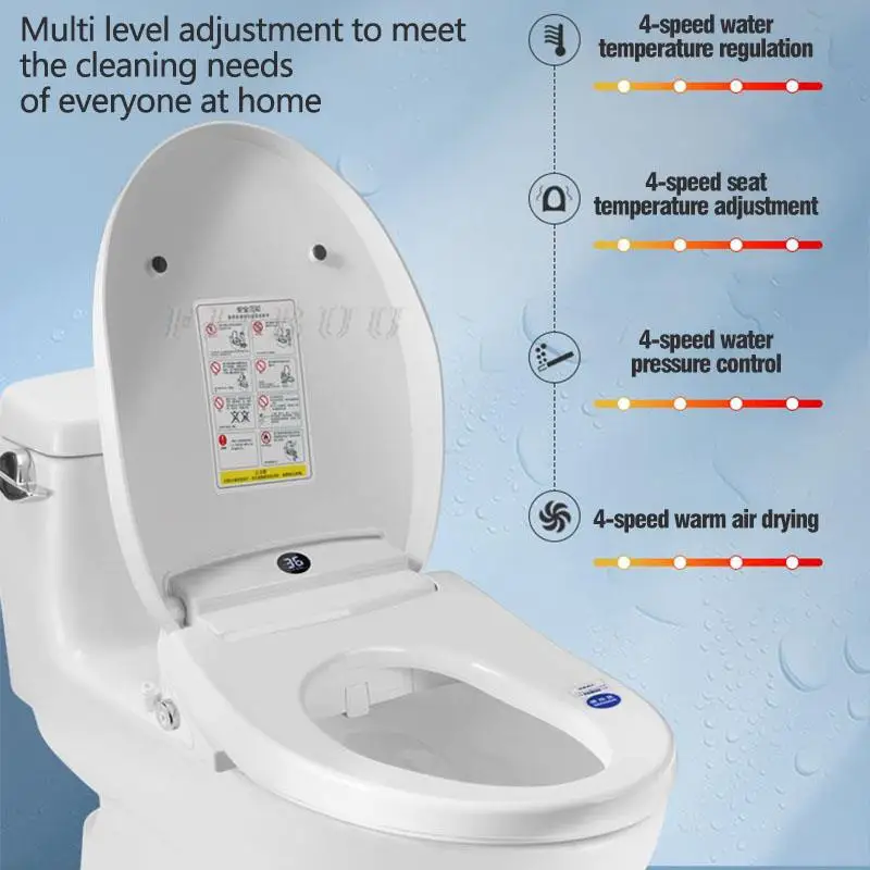 Imagem -02 - Smart Toilet Seat Cover para Banheiro Lavagem de Nádegas Bocal Oscilante de Aquecimento Luz Noturna Secagem a ar Quente