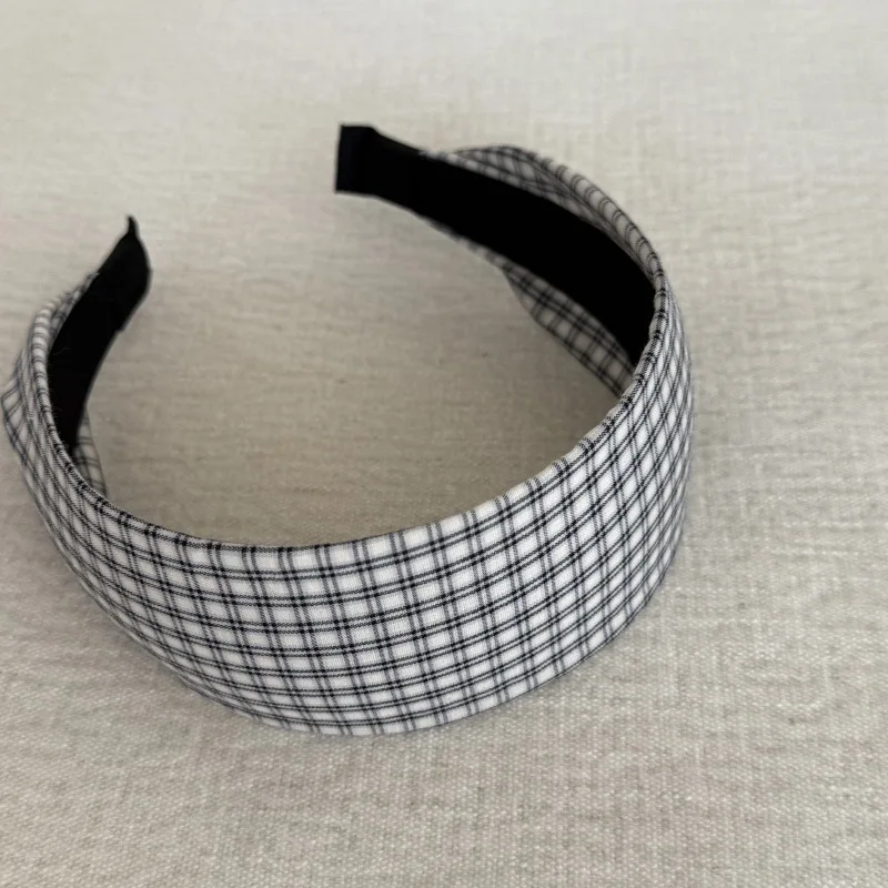 Retro Blaues Karo-Breitband, modisches Haaraccessoire für Mädchen, vielseitiges, schmales Haarband, hochintelligent – Detail 10