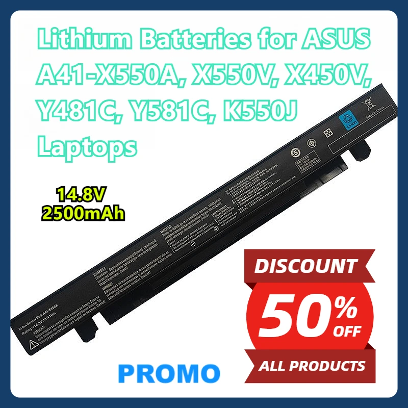 

Lithium Batteries for ASUS A41-X550A, X550V, X450V, Y481C, Y581C, K550J Laptops