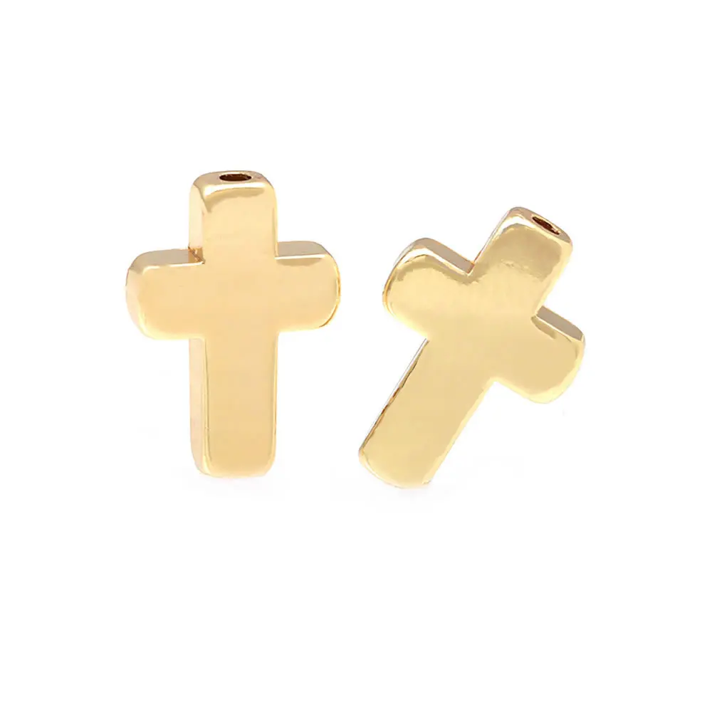 10PCS 18K Gold Color Brass Cross Bracelets Beads Spacer Beads High Quality Jewelry Accessories Making Rosediy official-website