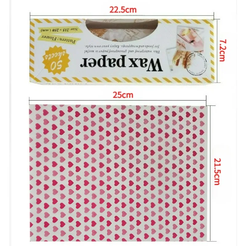50PCS Food Grade Greaseproof Paper, Printed Sandwich Burger Wrapping Paper, Baking Liner & Pastry Tray Paper for Food Packaging view 2