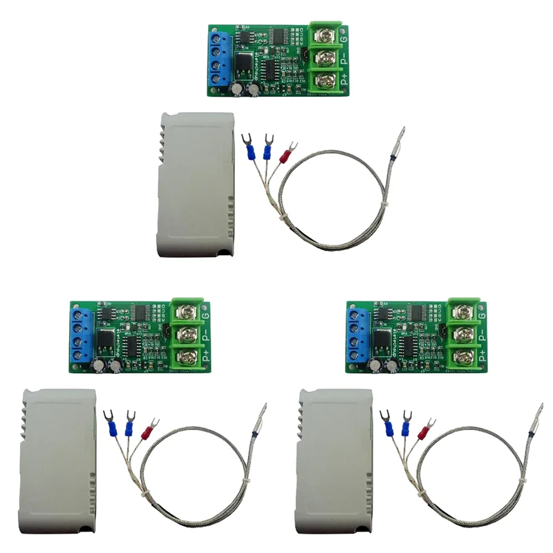 3X DC 8-25V PT100 Platinum Thermal Resistance To Temperature Converter RS485 Modbus RTU RTD Sensor Module Kit PTA9B01-BCBW