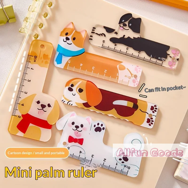 5Pcs 5cm Cartoon Animal Mini Plastic Rule Portable Bookmark Straight Ruler Pocket Measuring Tool Stationery Drawing Supplies