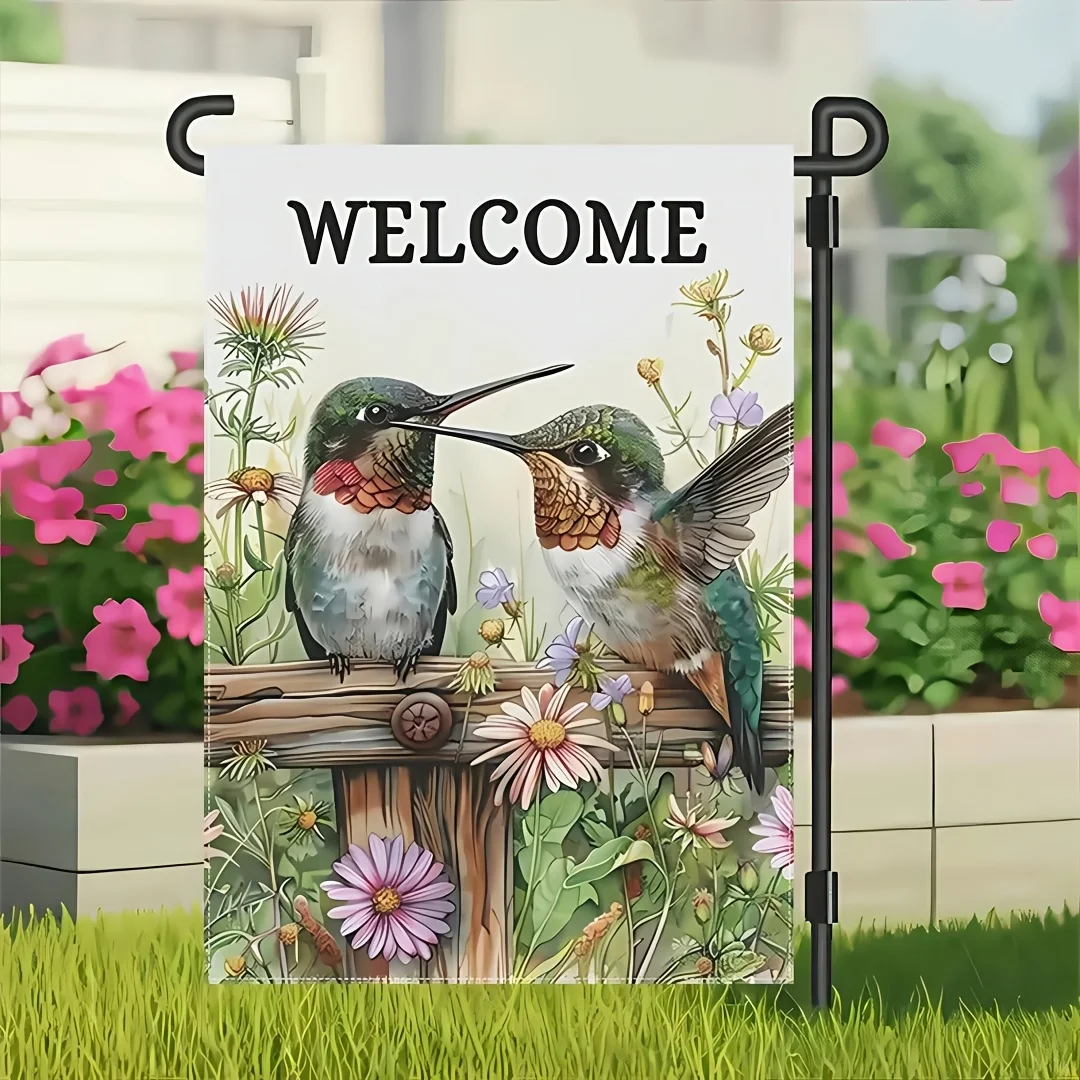 علم حديقة الترحيب من VIKAMA مزدوج الجوانب مقاوم للماء ومتين موسميًا للديكور الخارجي لتزيين حديقة الفناء الخارجي #2