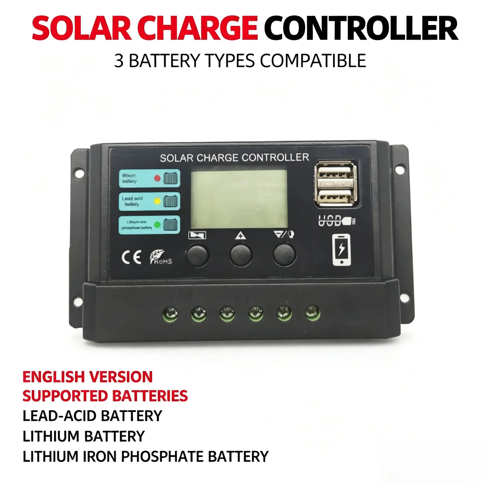 Pwm Charge Controller - 12V 24V Auto 10A 20A 30A