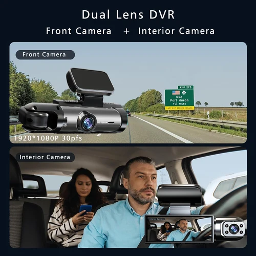 Imagen 2 del producto Cámara de salpicadero de doble lente para coche DVR FHD 1920*1080P cámara de salpicadero cabina Dashcam vehículo grabadora de unidad de vídeo Interior Mini Dvrs caja negra