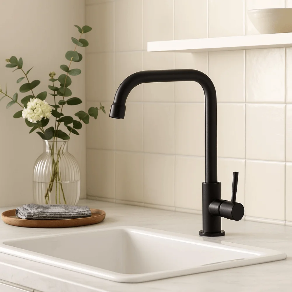 

Stainless Steel Kitchen Faucet Convenient Universal Wall Mounted Faucet Wall-mounted Black Rotatable Spout Faucet