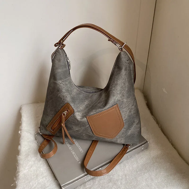 Женская сумка-тоут большой вместимости, универсальная сумка через плечо, новинка 2023 года, повседневная модная сумка для покупок на одно плечо в этом году