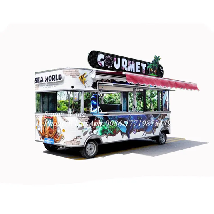 OEM 5m Mobile Hot Dog Food Cart, Ice Cream Food Cart Trailer, Outdoor Street Mobile Fast Food Cart For Sale