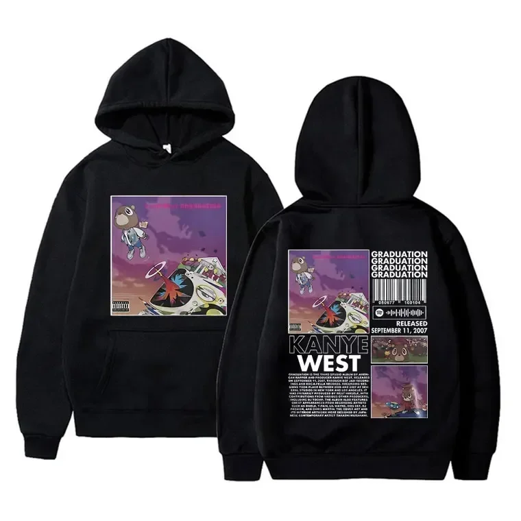 Rapper Kanye West Graduation Printed Hoodie Male Cool Streetwear Unisex Hip Hop Sweatshirt Oversized Men's Casual Loose  Hoodies