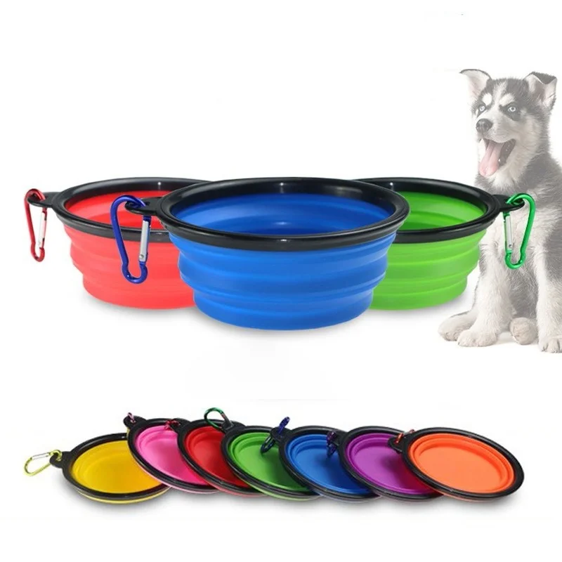 350\650\1000ml Large Collapsible Dog Pet Folding Silicone Bowl Outdoor Travel Portable Puppy Food Container Feeder Dish Bowl