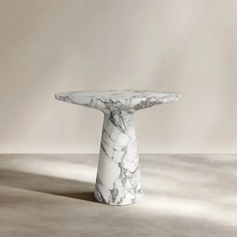 #Dream Home Premium Modern Side Table Sculptural Tapered Base Marble Accent Furniture Italian Design Luxury Round Side Table