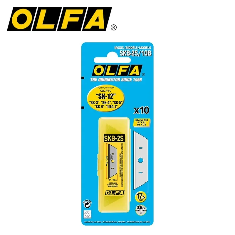 OLFA SKB-2S/10B Stainless Steel Spare Blade 10pcs Washable Trapezoid Safety Blades for SK-12 SK-3 SK-4 SK-5 SK-9 UTC-1 Cutter