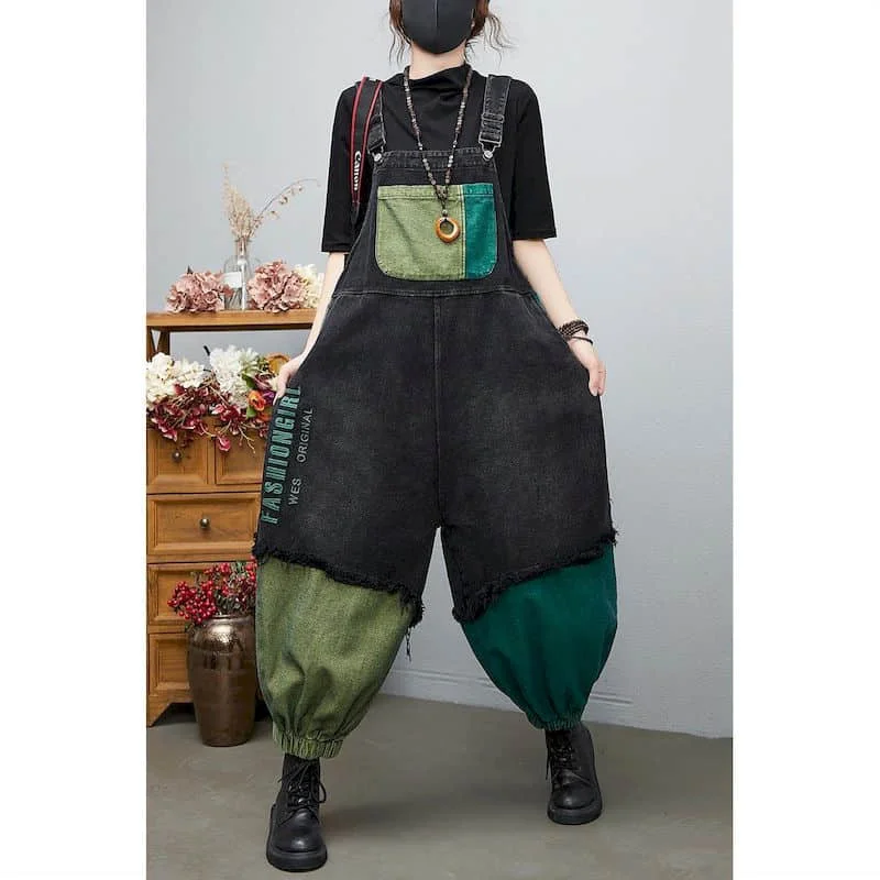 Denim Jumpsuits for Women Large Size One Piece Outfits Women Rompes Loose Korean Style Casual Vintage Playsuits Women Clothing