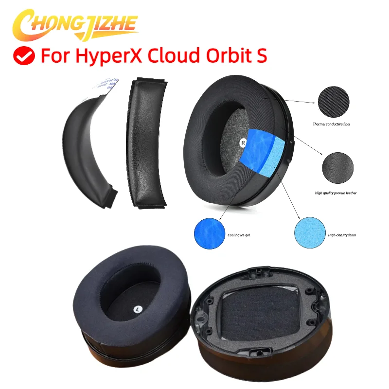 

Replacement Cooling Gel Earpads for HyperX Cloud Orbit S Headphone Earmuffs Ear Cushion Headband