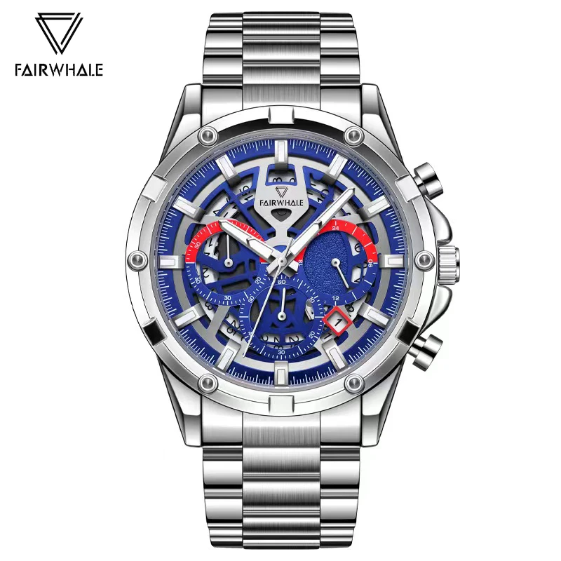 

Luxury Mens Wrist Watches Fashion Brands Mark Fairwhale Stainless Steel Waterproof multifunctional Quartz Watch Boy Reloj Hombre