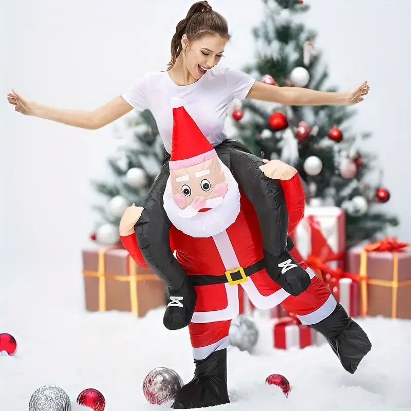 نفخ عيد الميلاد زي نفخ سانتا كلوز Backman بذلة من خلال متعة فستان بتصميم حالم عيد الميلاد كرنفال تأثيري الطرف #5