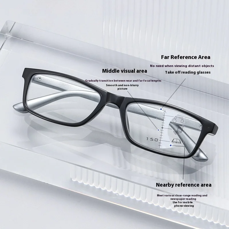 Progressive Multifocal Reading Glasses, Fashionable Anti Blue Light Glasses, Men's and Women's High-definition Reading Glasses