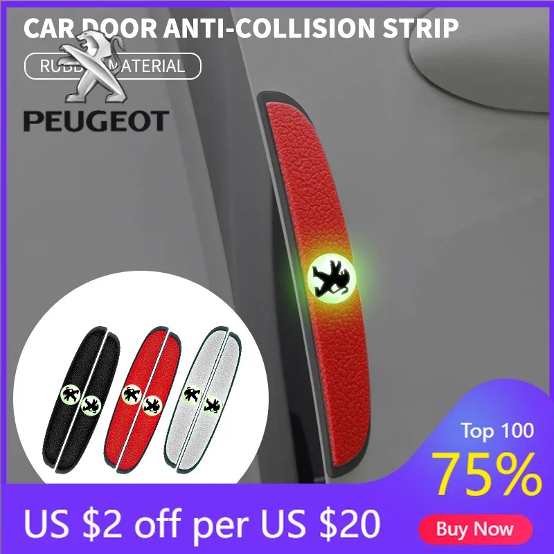 

2026 Hot Car Sticker Fashion Car Door Anti-collision Bumper Strips Luminous Sticker For Peugeot 206 208 306 307 308 407 408 508