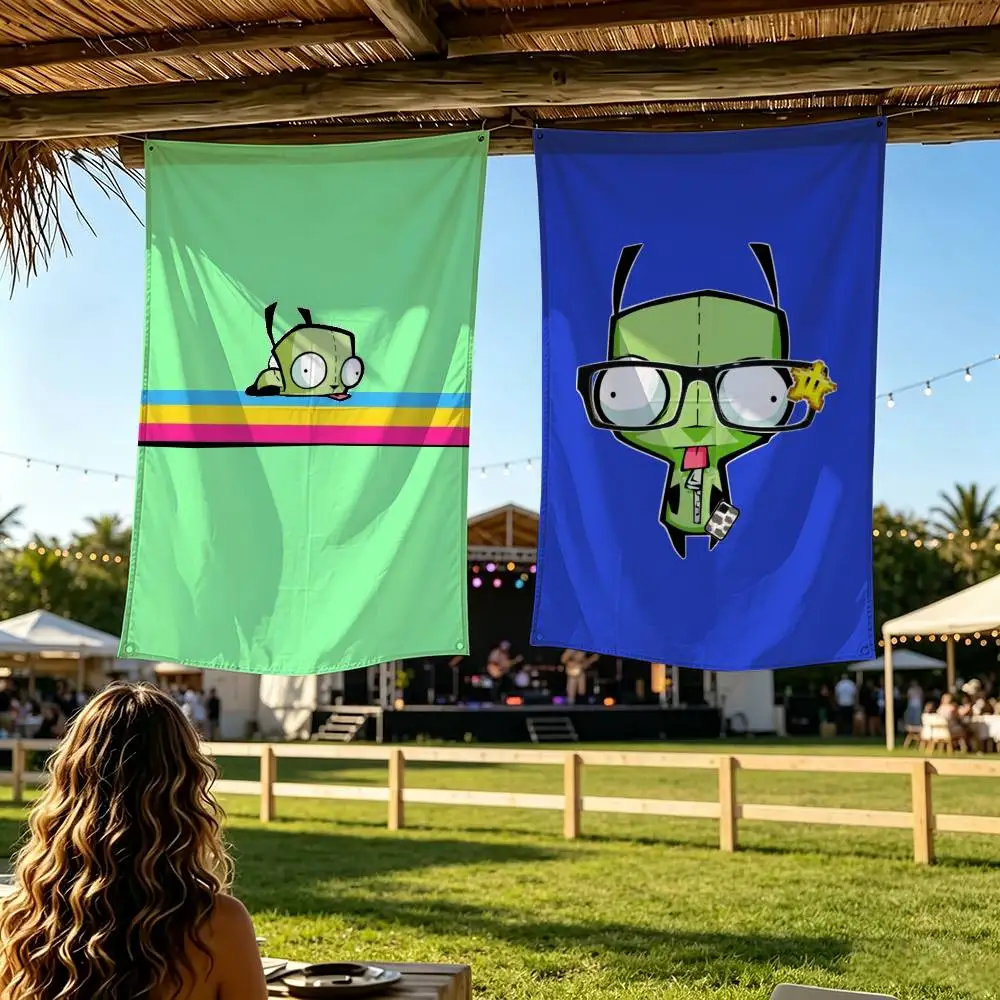 Madness-s Invader Zim Gir-ES Flag Digital Printing Banner for Garage Wall Out Door Decoration