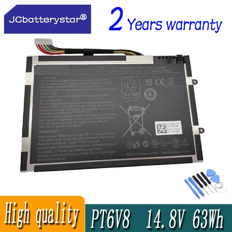 JC PT6V8 Laptop Battery for DELL Alienware M11x M14x R1 R2 R3 P18G T7YJR 8P6X6 08P6X6 14.8V 63WH