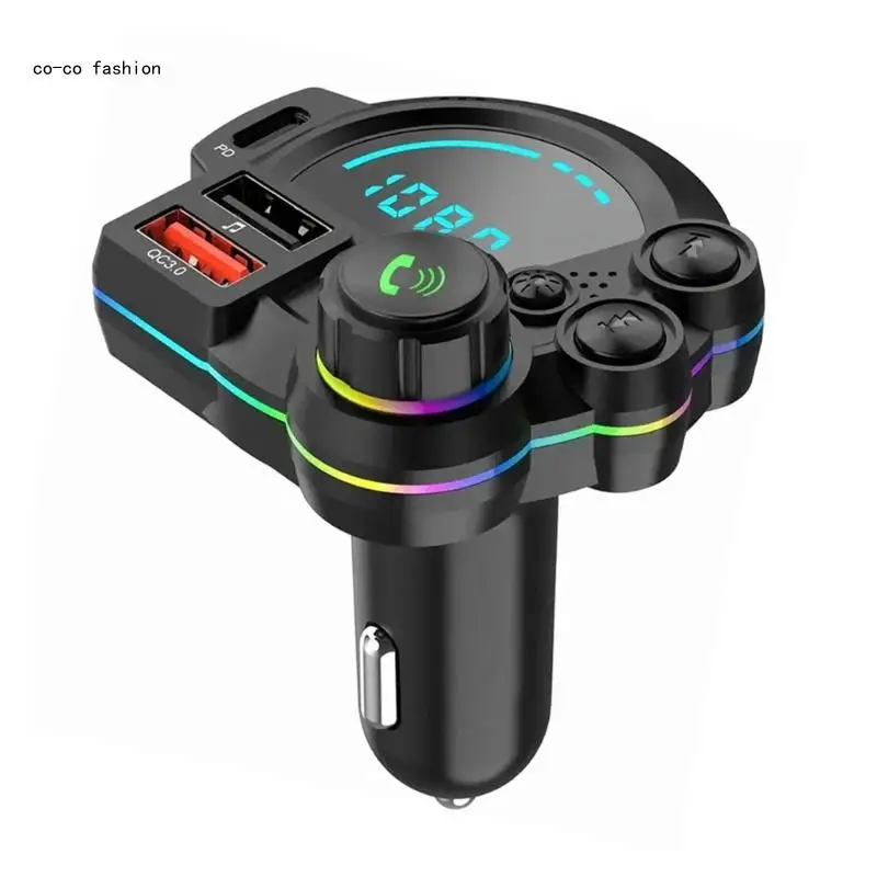 

517B Bluetooth-compatible FM Transmitter for Car,PD20W QC3.0 Double USB Charging Car Adapter MP3 Music Player