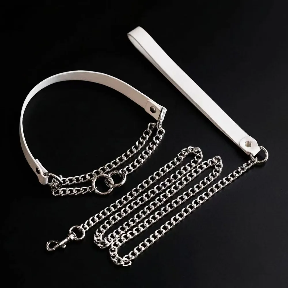 BDSM Collar with Integrated Tightening Handle Genuine Cowhide Leather Choker for Couples | Heavy Duty Neck Ring & Restraint Gear