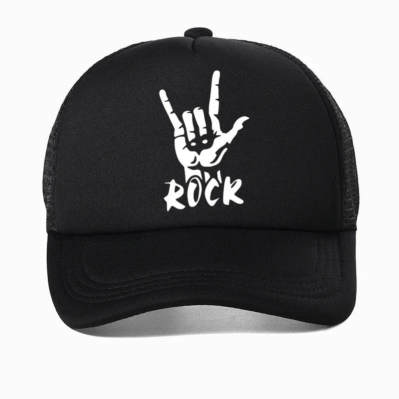 

Heavy Metal Rock Electric Guitar Print Baseball Cap for Women Men Mesh Breathable Snapback hat cool Trucker Caps Dad Hats