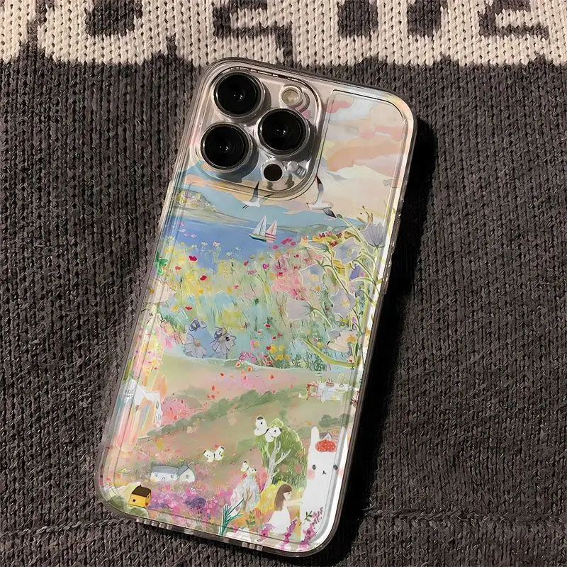 Creative seaside scenery Phone Case For iPhone 16 15 14 13 12 11 Pro Max XR XS MAX 7 8 PLUS MINI Y2K Shockproof Bumper Cover