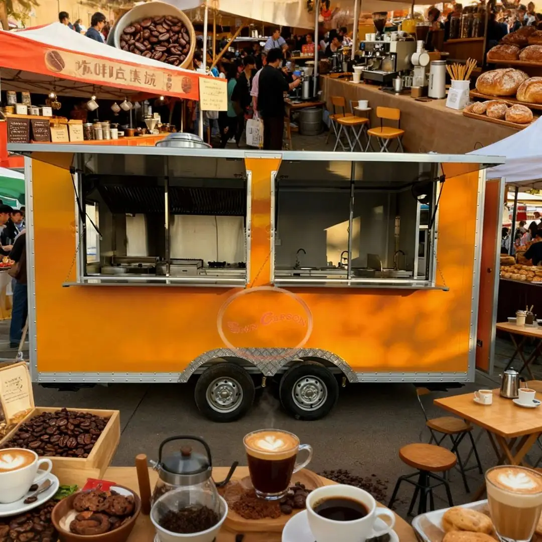 

High-Appearance Towed Outdoor Food Cart with Large-Capacity Load-Bearing Ideal for Street Vendor Entrepreneurship