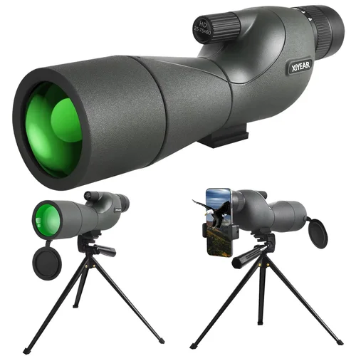 Telescopio Monocular con Zoom potente, 25-75x60, FMC BAK4, resistente al agua, para observación de aves, tiro al objetivo con trípode