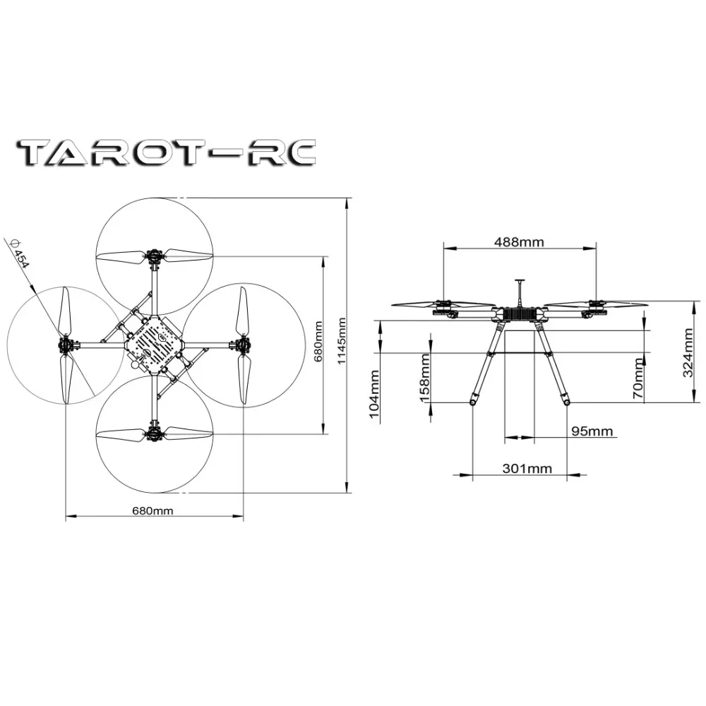 タロットマルチローターフレーム/非折りたたみクアッドコプター 680/金属モデル TL680A 航空機 RC ドローン写真撮影用