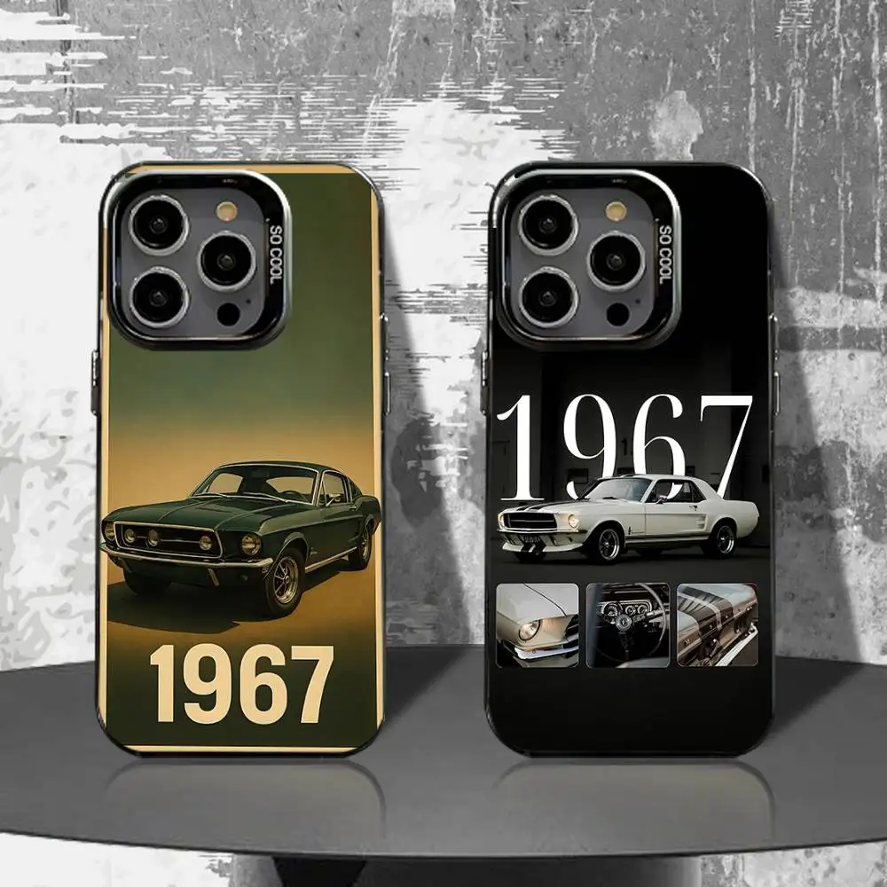 

M-Mustang Retro Car F-FordS Phone Case For iPhone 16,15,14,13,12,11,Pro,XS,Max,Plus,Mini,SE4,E Black Matte Shockproof Cover