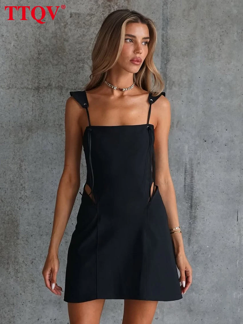 

TTQV Sexy Loose White Women's Dress 2026 Summer Strap Sleeveless Mini Dresses Elegant Classic Solid Female Dress Streetwear